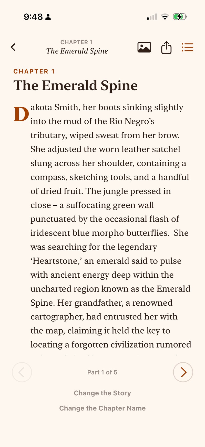 Screenshot of Wander Story: read along as your story grows, one part at a time